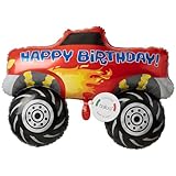 balloa Folienballon XXL Happy Birthday Monster Truck, Helium Ballon Auto, Luftballon...