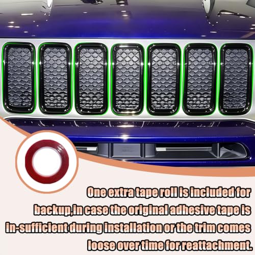 Image of Black Front Grille Inserts Trim for Jeep Renegade 2019 2020-2023 | ABS Front Grille Insert Trim Ring 7PCS