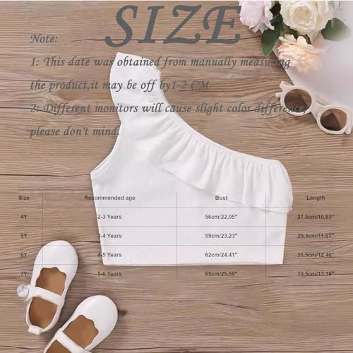 Little Girls Crop Tank Tops Toddler Kids Summer Ruffle One Shoulder Cropped Vest Ribbed Camisole Fashion Dancewear2
