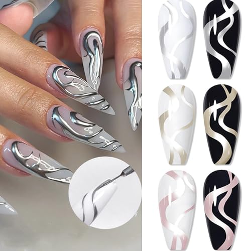 Esmalte para uñas con efecto espejo metálico color plata miniatura 7