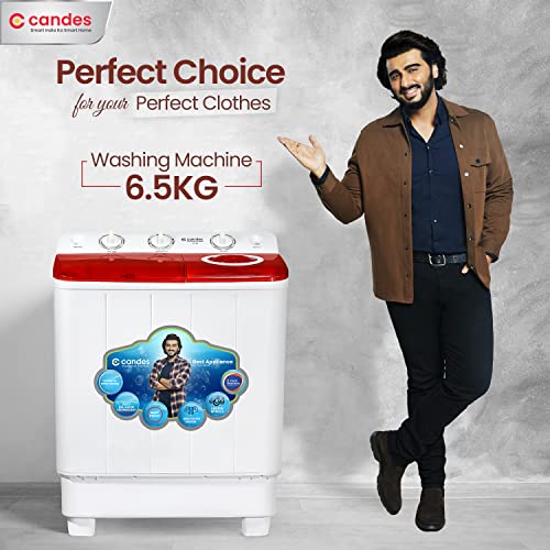 Image of Candes 6.5 kg washing machine semi automatic | Multi Washing Method | Low Water Conusmption | 5 Year Warranty on Moter | (CTPL65PL1SWM), Marron Red 2023 Model