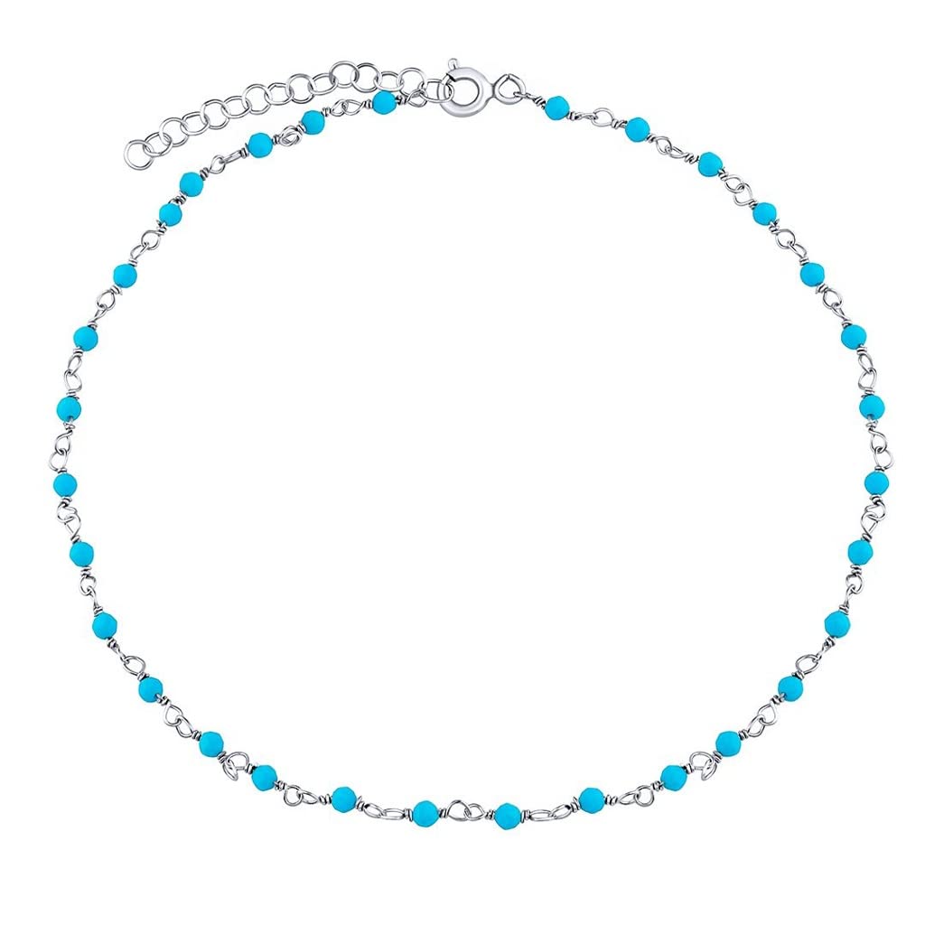 SILVEGO Cavigliera da donna in argento sterling 925 con vero smeraldo, pietra di luna, turchese, granato o quarzo rosa