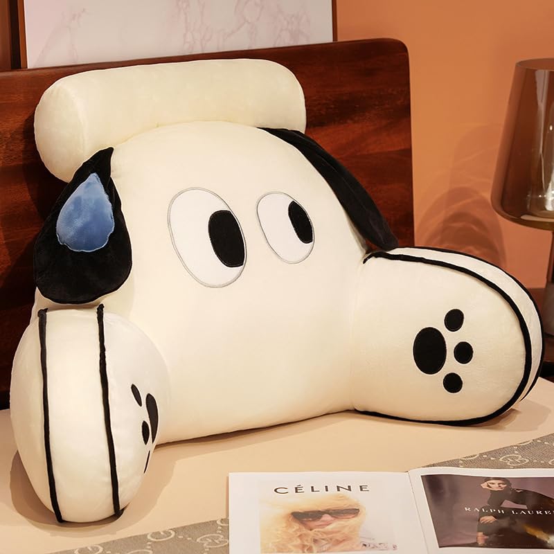 Almohada De Lectura para Cama, Cojín con Respaldo Apoyo Lumbar, Cojín con Forma De Cuña para Cama Y Sofá, Almohada Lectura, Respaldo Cama, Reposacabezas Sofa,White Dog,65x40cm