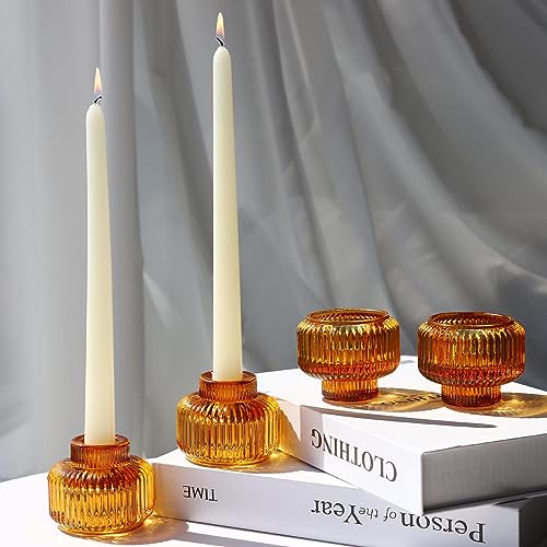 Wohocandlestickholderssetof4ambervotivecandleholdersforfallweddingtablecenterpieceribbedglasstapercandleholdersfordinnerpartyhalloweenthanksgivingdecor Urban Country Home Decor Woho candlestick holders set of 4 amber votive candle holders for fall wedding table centerpiece ribbed glass taper candle holders for dinner party halloween thanksgiving decor urban country home decor