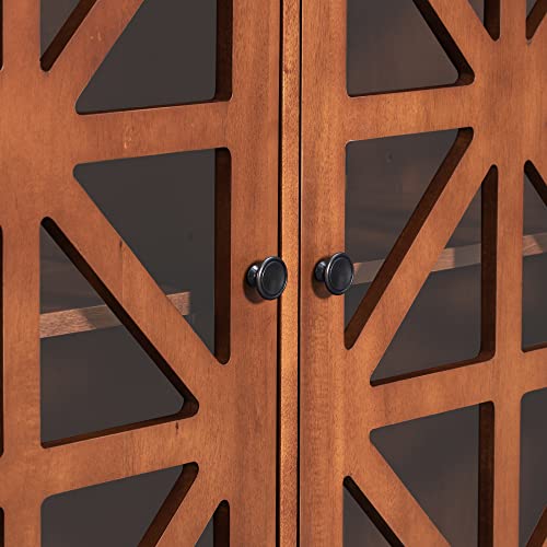 Knocbel Modern Buffet Sideboard Storage Cabinet With 3 Acrylic Doors, Iron Handles And Adjustable Shelves, Entryway Hallway Foyer Long Console Table Cupboard Coffee Bar Cabinet With Legs, Brown #TOP6