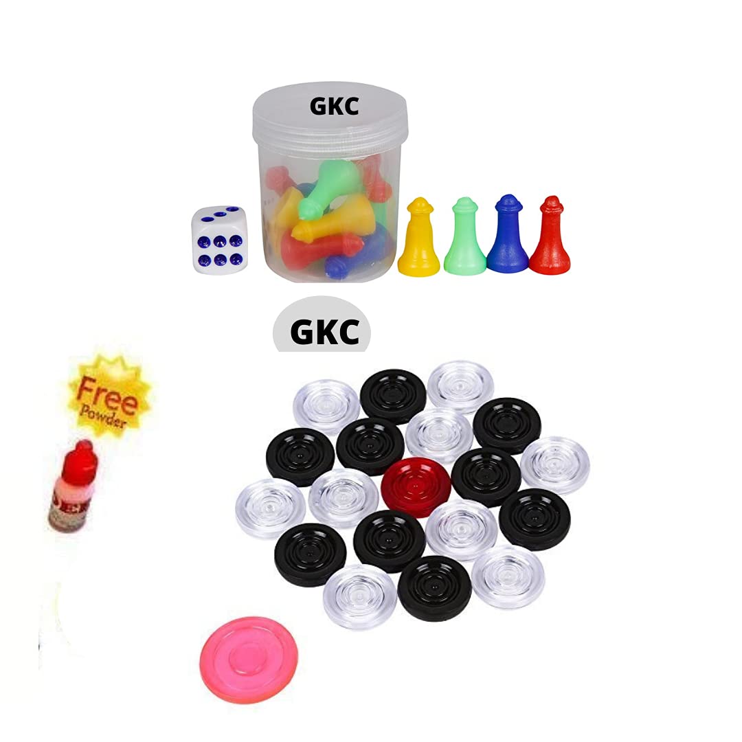 Buy GKC All Age Group Ludo Goti With Dice Shaker And Arcyclic Carrom