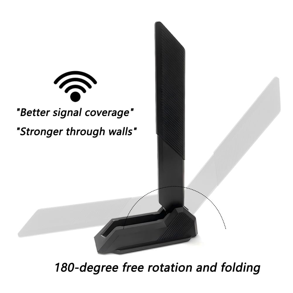Gintai Antenne Wi-Fi 7 tri-bande 2,4 GHz 5 GHz 6 GHz 12 dBi Bluetooth pour ASUS ROG Crosshair X870E, ROG Strix B850 B860 X870 Z790 Z890, ROG Maximus Z890 Z790, Prime B840M-A B840 B850 PC Noir