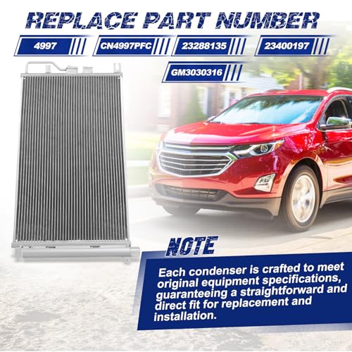 Image of Air Conditioning A /C Condenser Compatible with Chevrolet Equinox /GMC Terrain # 4997, CN4997PFC, 23288135, 23400197, GM3030316