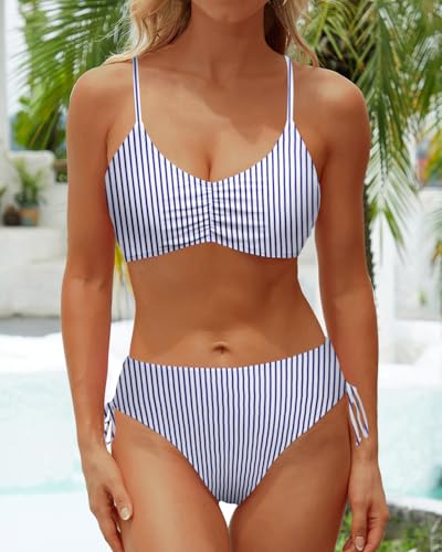 Yonique Womens Two Piece Bikini Set Strappy Swimsuit Side Tie Bathing Suits Racerback Swimwear3