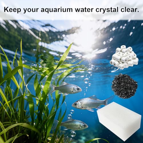 Image of 4 Set Three-Stage Filtration Maintenance Kit, Replacement for AquaClear 50 /200 Power Filter, Complete Media Bundle for 20-50 Gallon Aquariums - Includes Carbon, Ceramic Rings, Foam & Bags