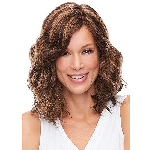 KUNMEI Brown Wigs for Women Short Curly Wavy Hair Wig Natural Looking Heat Resistant Synthetic Fashion Wigs with Wig Cap (Mixed Brown) CM038