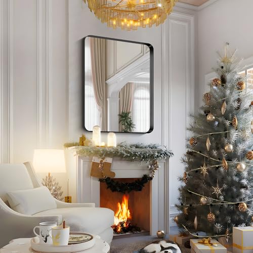 FORBATH-48x36-Inch-Bathroom-Mirror-Brushed-Black-Deep-Frame-Wall-Mirror-with-Rounded-Corners-Anti-Rust-Tempered-Glass-for-Modern-Farmhouse-Vanity-HorizontalVertical