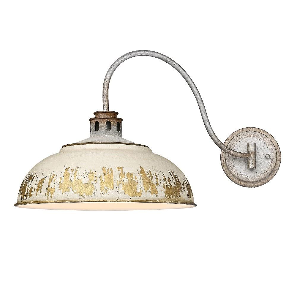 Golden Lighting0865-A1W AGV-AI Kinsley - 1 Light Articulating Wall Sconce-12.63 Inches Tall and 14 Inches Wide, Finish Color: Aged Galvanized Steel/Antique Ivory
