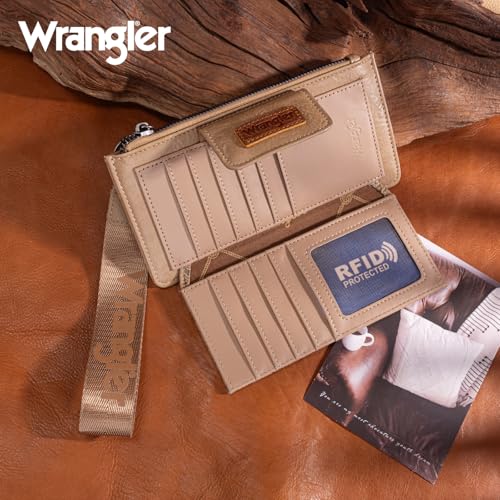 X Wrangler Wallet Women Wristlet Bifold Tooled Wallets Ladies Large Capacity Clutch Wallets with Zipper Coin Purse3