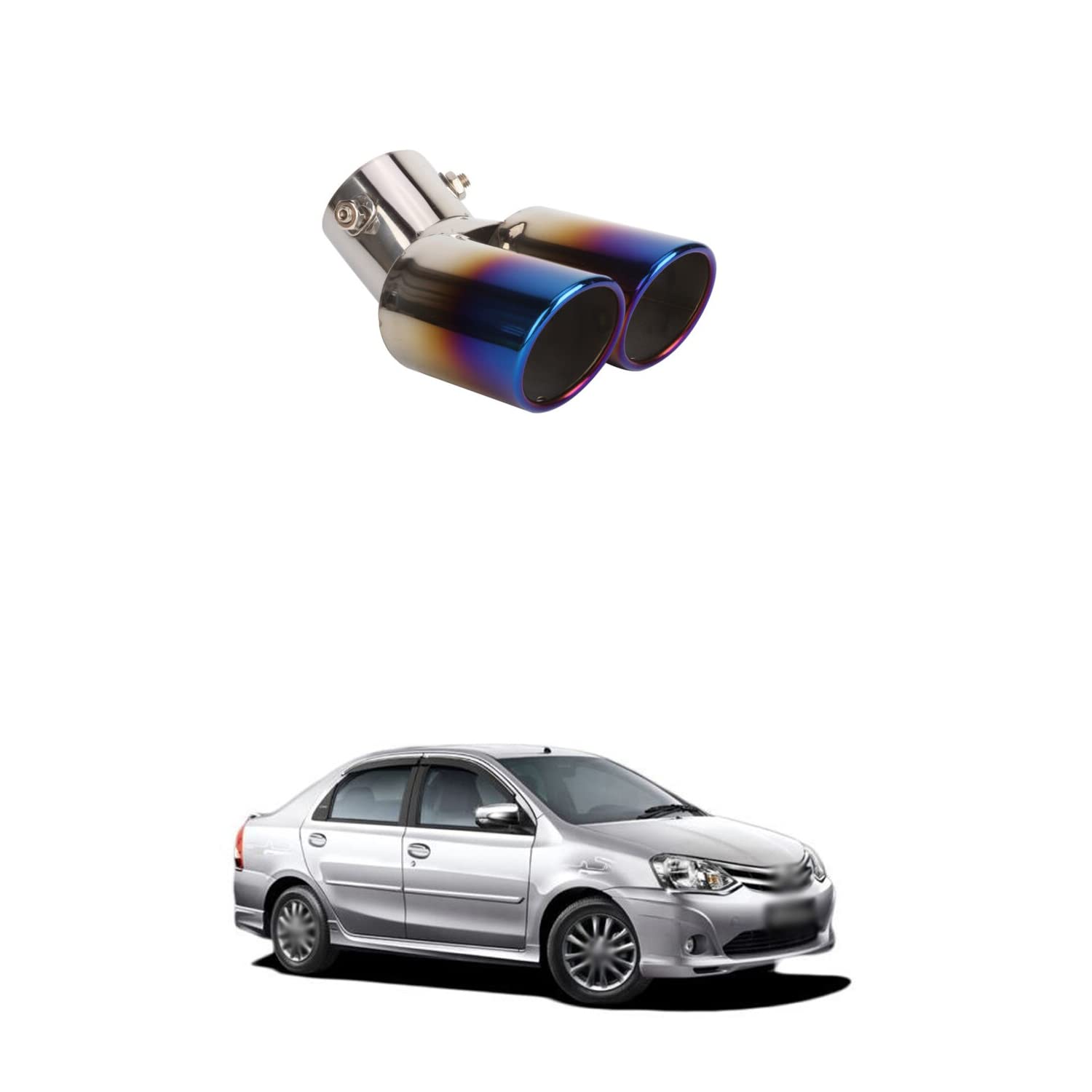 PRIKNIK Silencer Tip Exhaust Pipe Car Stainless Steel Rear Muffler Tip Tail Muffler Tip Pipe Adjustable Car Decoration Exhaust Tip Tailpipe Compatible with E-Tios