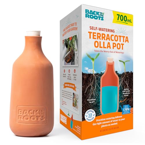 Back to the Roots Self-Watering Terracotta Olla Pot, 700mL Provides 1 Week of Precision Watering