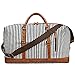 S-ZONE Oversized Canvas Genuine Leather Trim Travel Tote Duffel Shoulder Weekend Bag Weekender Overnight Carryon Handbag