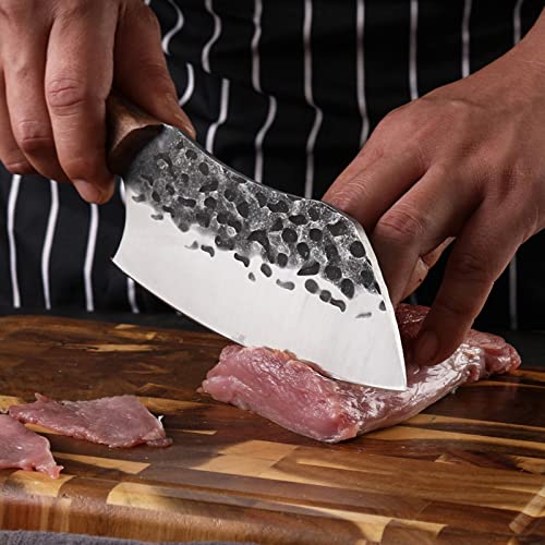 Fubinaty 7 Inch Chef Knife Set Handmade Forged Kitchen Cleaver Knife High Carbon Steel Cooking Boning Knife With Wood Handle And Leather Sheath For Home, Restaurant, Camping, Bbq #TOP5