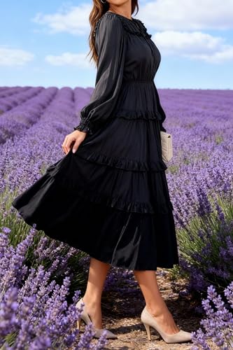 Image of Women's Short Sleeve Summer Boho Pleated Rayon Mid Dresses with Pockets for Wedding Guest