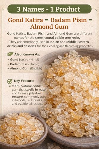 Image of Namo - 100g Gond Katira | Badam Gum Pisin - Tragacanth Gum | Almond Gum | Astragalus Gummifer | 100% Pure & Natural | Cooling Properties