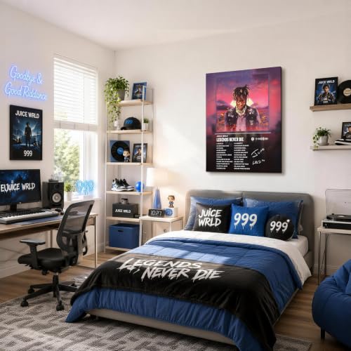 Image of Juice WRLD Canvas Wall Art, Rapper Collage Poster Print, Hip Hop Music Artwork for Bedroom Studio Gaming Room Decor, Vibrant Album Cover Picture Print Framed Music Wall Painting 20X24