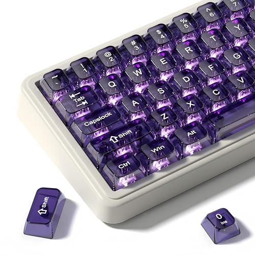 dagaladoo Clear keycaps,Transparent Keyboard keycaps,Jelly Key caps Set,Shine Through keycap，MDA Profile Keyboard caps for Mx Switches Mechanical Keyboard(Purple)