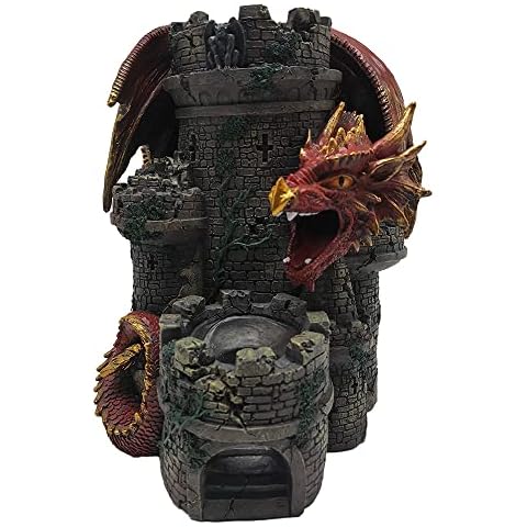 Grinning Gargoyle Red Dragon Woe Dice Tower - Amazing Hand Painted 26cm Resin Dice Rolling Tower - Perfect for Dungeons and Dragons Pathfinder RPG and Roleplaying Tabletop Gaming - Amazing DnD Gift Cover
