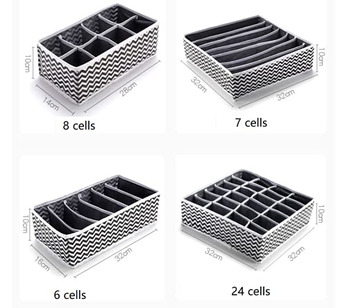 Set 4 Organizer Pieghevoli Per Biancheria Intima - Contenitori In Tessuto Oxford Con Scomparti Per Reggiseni, Calze E Mutande - Per Cassetti E Armadi - 2