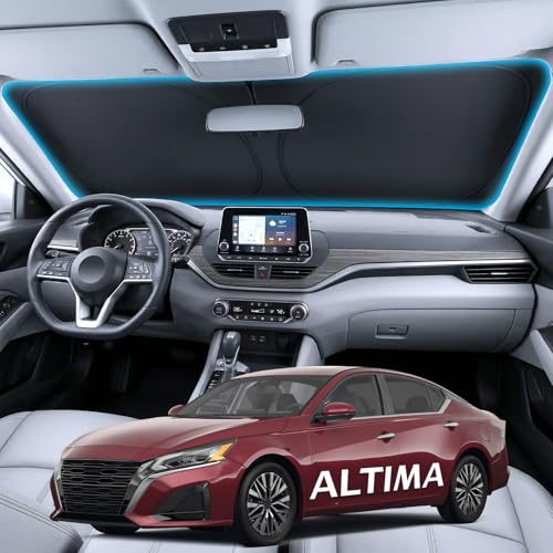 Image of for Nissan Altima Windshield Sunshade [OEM Design, 100% Sun Blockage] Foldable Heat Insulation Sun Shade with Storage Bag, for Nissan Altima (2019-2026), Silver Coating