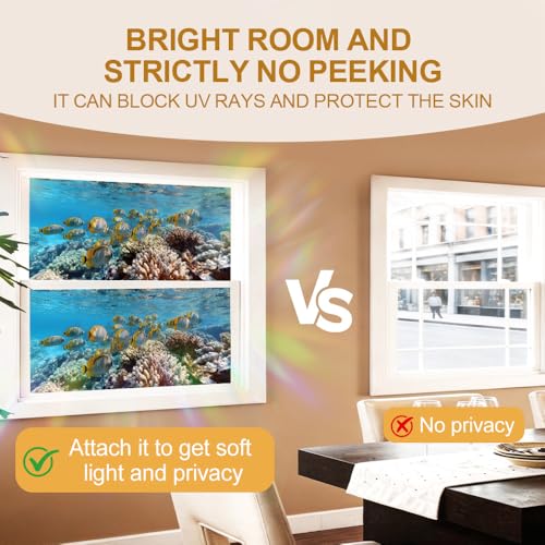 Image of Ocean Coral Reef Tropical Fish Window Film 39.37x17.32in Cling