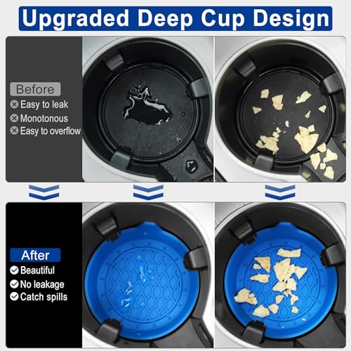 Image of SINGARO Car Cup Holder Coaster, Silicone Cup Holder Insert, Universal Non-Slip Cup Holders, Car Accessories Interior for Women and Man 4 Pack Blue