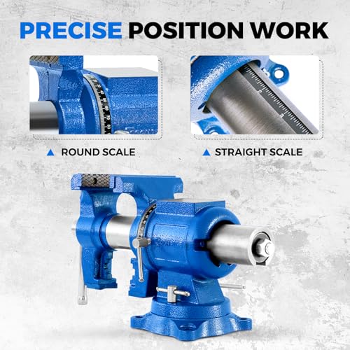Image of 5-Inch Heavy Duty Bench Vise Ductile Iron Bench Vise 360 Multi-Purpose Bench Vice with Anvil, Clamp force 4000KG, Blue