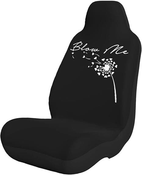 Blow Me Dandelion Universal Truck SUV Car Seat Cover Set of 2 Car Interior Seat Covers Black