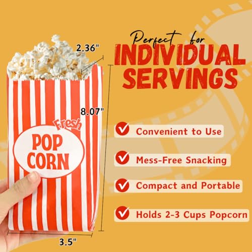 popcorn bags greaseproof popcorn bags individual servings 128 pcs convenient portions movie night supplies versatile popcorn containers ideal for parties and events