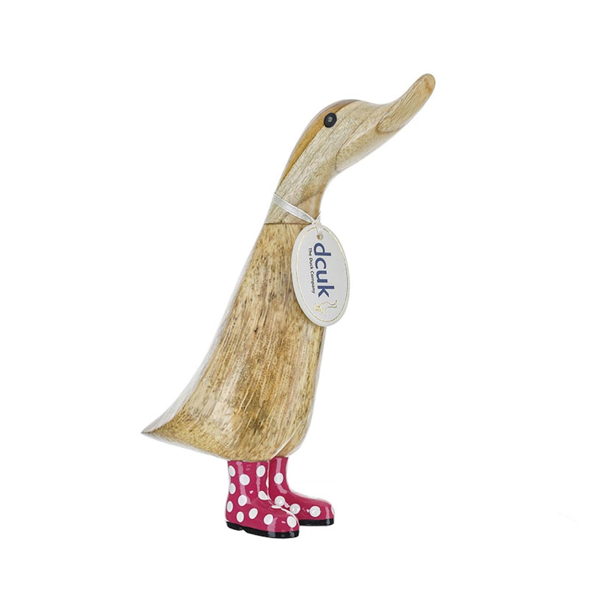DCUK Spotty Welly Wooden Duckling - Dark Pink