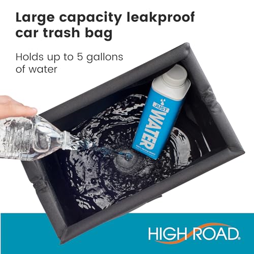 Image of High Road Large TrashStash Hanging Car Trash Can Garbage Bag with Push-Close Lid and Waterproof Bin for Cars, SUVs and Trucks, Holds 4.5 Gallons of Car Trash (Pack of 2)