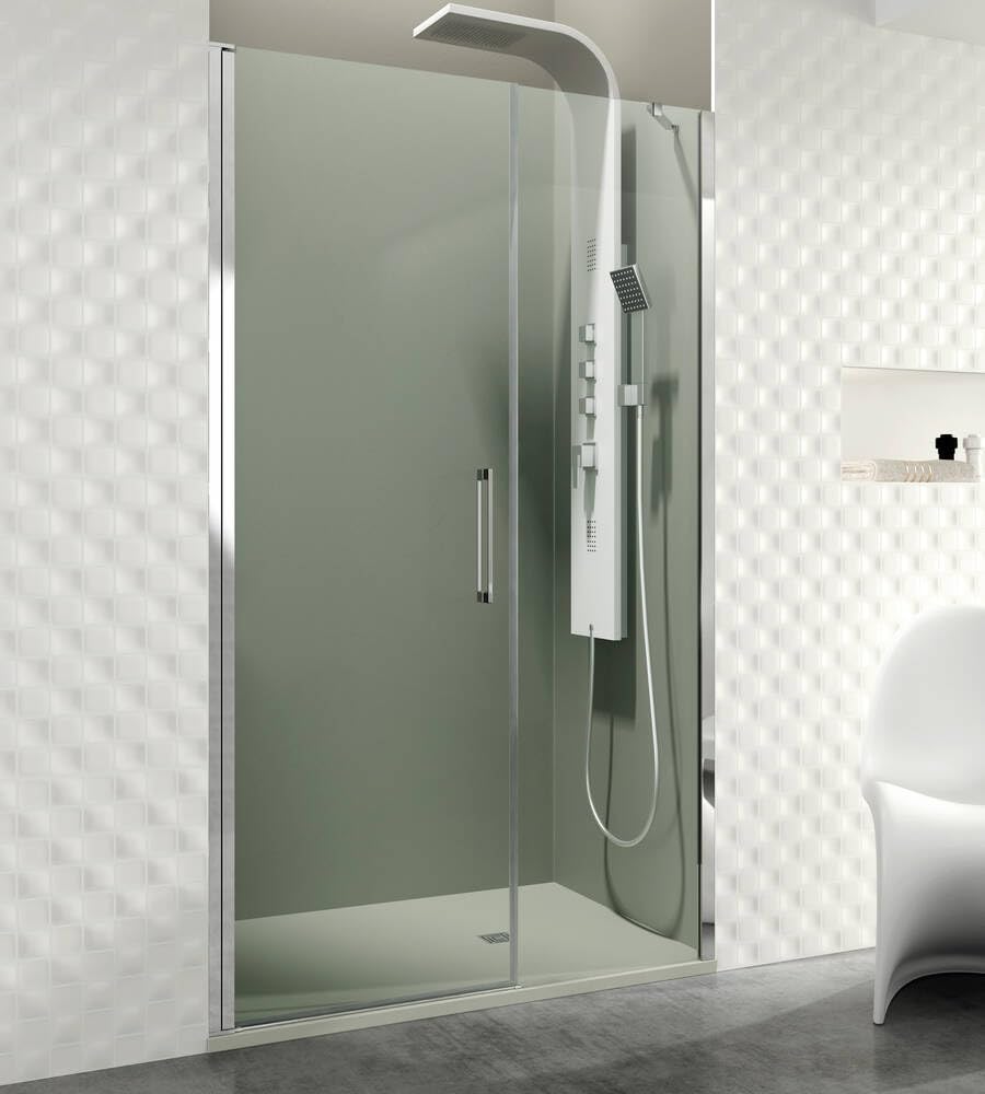 GME - Mampara Ducha 1 Puerta Corredera + 1 Puerta Fija Cromo 95cm | Mampara de Cristal con Perfilería de Aluminio y 195cm de Altura | Cristal Templado 6mm Antical Y Cierre Magnético