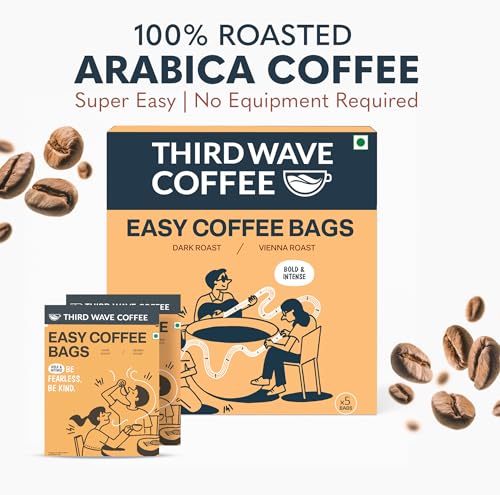 Image of THIRD WAVE COFFEE | Vienna Roast | Easy Coffee Bags | 100% Arabica | Dark Roast | Pack of 5 | 5 * 10 grams