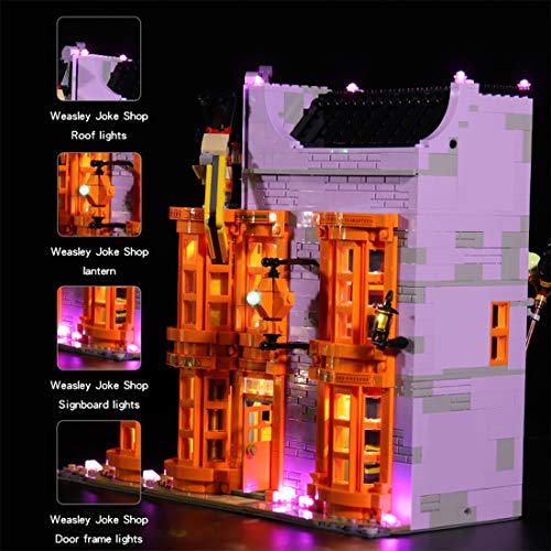 OATop LED Beleuchtungsset für Lego Harry Potter Winkelgasse Diagon Alley, Bunt Licht Set Kompatibel mit Lego 75978- Ohne… – Bild 6