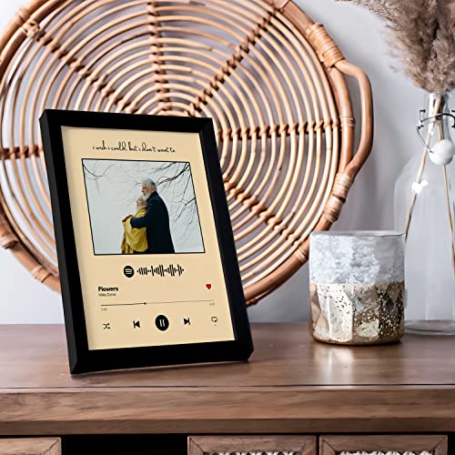 Image of Ritwika's Synthetic Wooden Personalized Desk Tabletop Photo Frame With Customizable Spotify Song And Photo Of Your Choice | Plaque For Your Loved Ones (Yellow Background - Table Spotify 17 x 22 Cm)