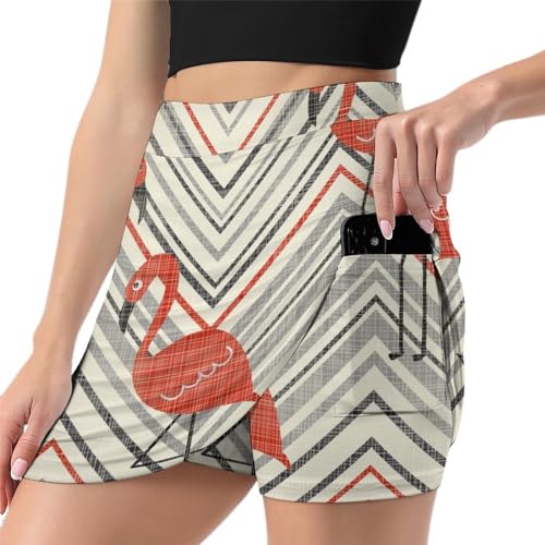 Jupe de tennis Flamant Rouge avec short intégré et poche pratique pour femme