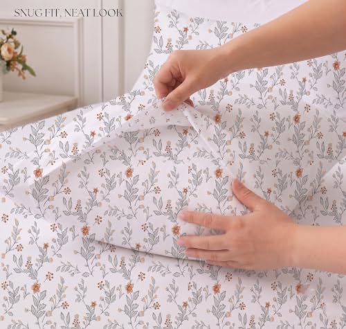 Image of IVAZA 240 TC Soft Ezyption Cotton Floral Print King Size Bedsheet - with 2 Pillow Covers, Hypoallergenic, Brethable, (Size- 90 x 90 Inch) Snow White