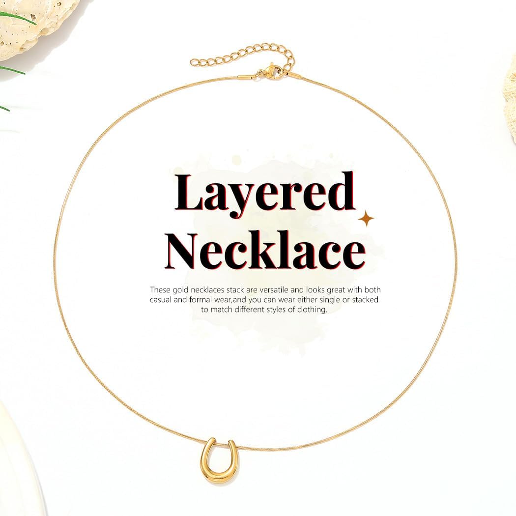 Horseshoe Pendant Dainty Necklace Gold for Women - Image 6