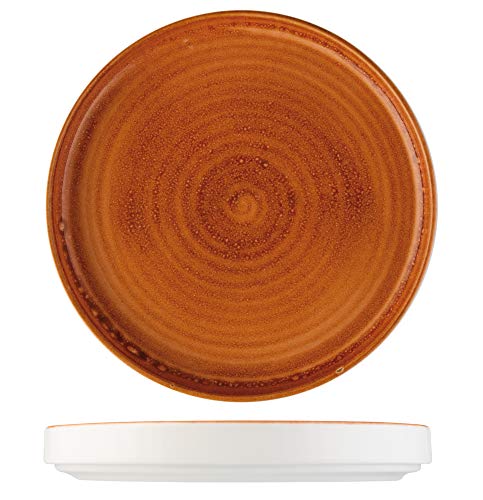 B'GHEST Set 6 Uds. Universal Plato Redondo con Borde Fabricado en Porcelana Fine China. Color Naranja. Medida: Ø20 Cm Cover