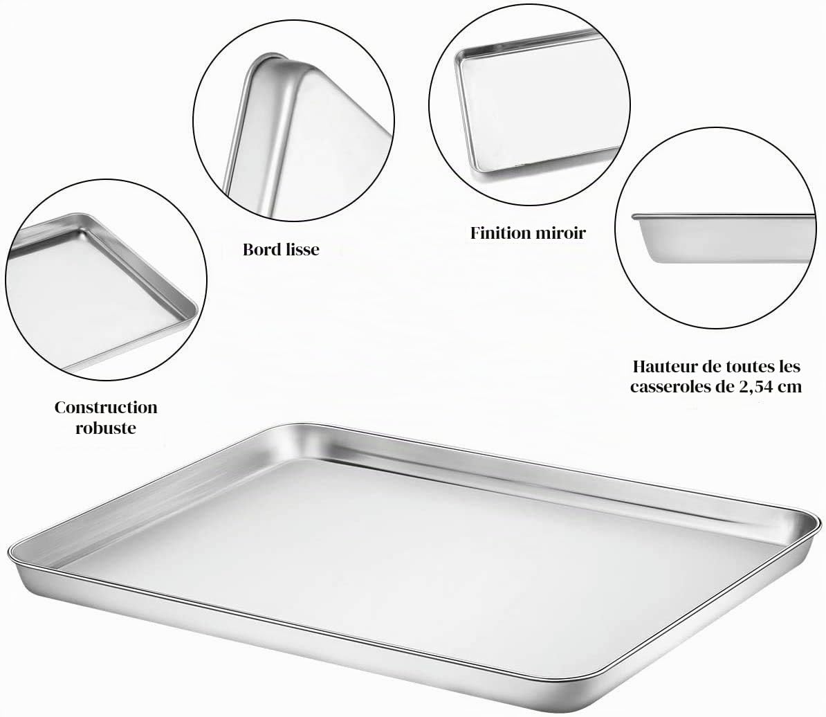 Plaque de cuisson et grille [2 feuilles + 2 grilles] Moule à biscuits en acier inoxydable avec grille de refroidissement, plaque de cuisson à carreaux avec grille, passe au four, non toxique,