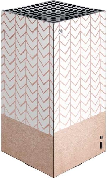 Skinit Decal Gaming Skin Compatible with Xbox Series X Digital Edition Console - Rose Gold Herringbone Design