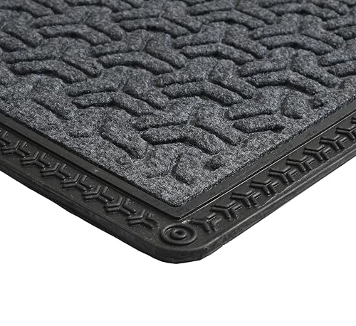 Image of Premium Waterproof Rectangular Doormat for Home Entrance, All-Season, Heavy-Duty, Natural Rubber, Fade-Resistant & Easy to Clean (60X40 cm Grey)