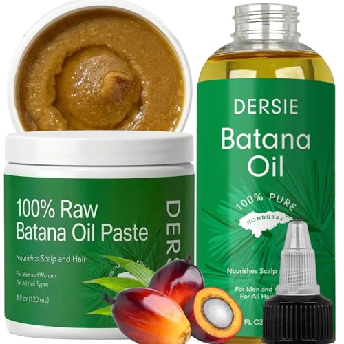 Image of Dersie Batana Oil Ritual Set - 100% Raw Batana Paste & 100% Pure Liquid Oil Duo - Weekly Deep Care + Daily Leave-In for Dry, Damaged, High Porosity Hair