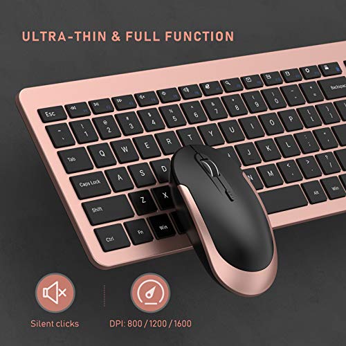 image for seenda Rechargeable Wireless Keyboard Mouse Combo Full Size Cordless K