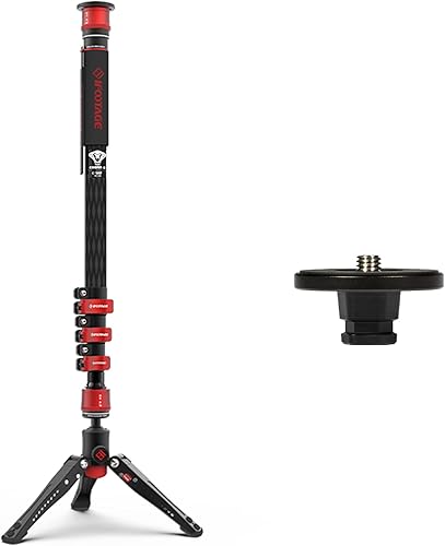 IFOOTAGE Monopod profesional de 71 pulgadas y placa de liberación rápida, monopie de fibra de carbono para cámaras DSLR, cámara de viaje portátil